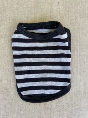 Black & Gray, Striped, Short Sleeve, Pet Shirt, Size XS